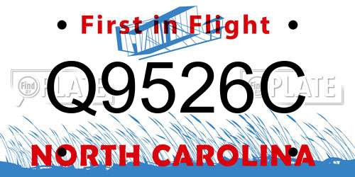 Q9526C North Carolina License Plate