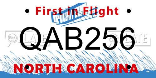 QAB256 North Carolina License Plate