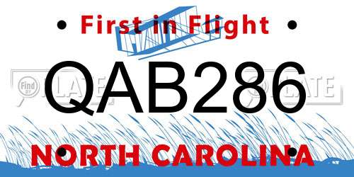 QAB286 North Carolina License Plate