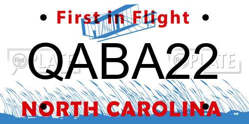 QABA22 North Carolina License Plate
