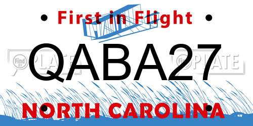QABA27 North Carolina License Plate
