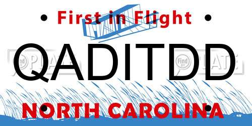 QADITDD North Carolina License Plate