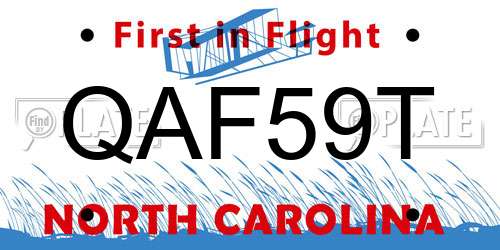 QAF59T North Carolina License Plate