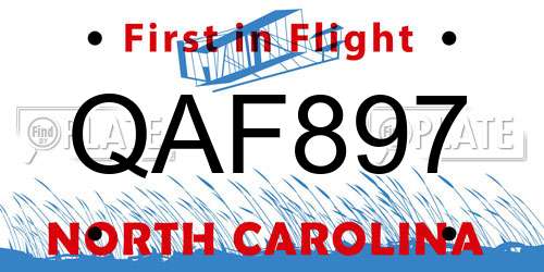 QAF897 North Carolina License Plate