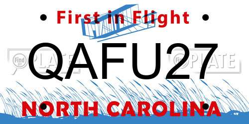 QAFU27 North Carolina License Plate
