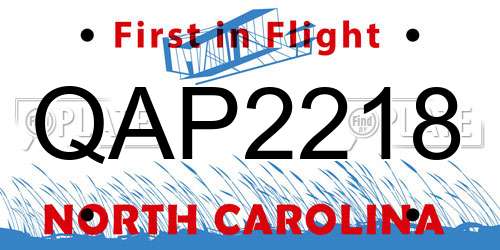QAP2218 North Carolina License Plate