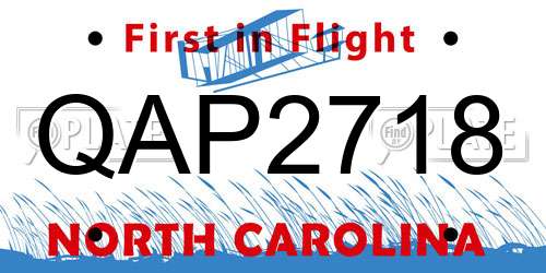 QAP2718 North Carolina License Plate