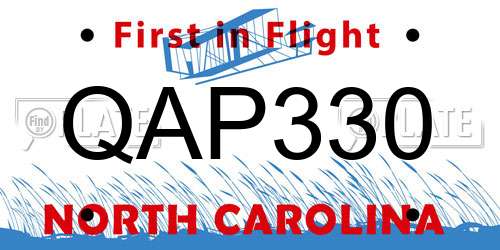 QAP330 North Carolina License Plate