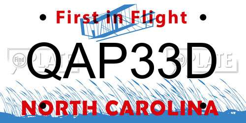 QAP33D North Carolina License Plate