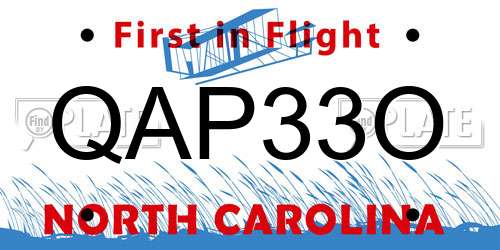 QAP33O North Carolina License Plate