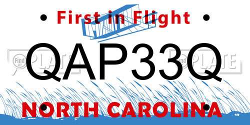 QAP33Q North Carolina License Plate