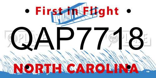 QAP7718 North Carolina License Plate
