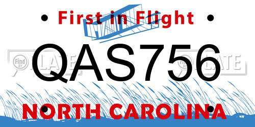 QAS756 North Carolina License Plate