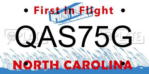 QAS75G North Carolina License Plate