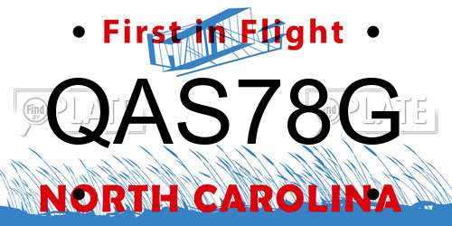 QAS78G North Carolina License Plate