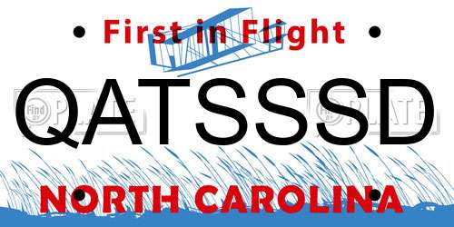 QATSSSD North Carolina License Plate