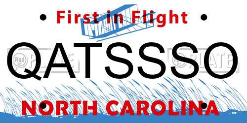 QATSSSO North Carolina License Plate
