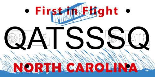 QATSSSQ North Carolina License Plate