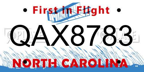 QAX8783 North Carolina License Plate