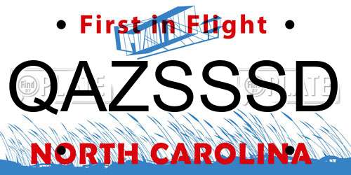 QAZSSSD North Carolina License Plate