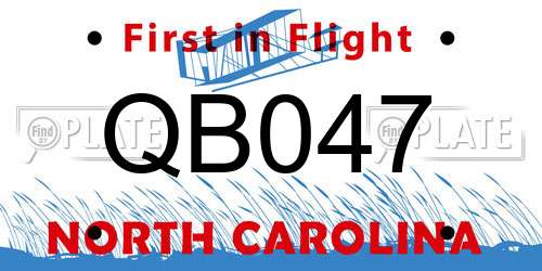 QB047 North Carolina License Plate