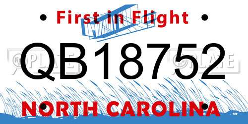 QB18752 North Carolina License Plate
