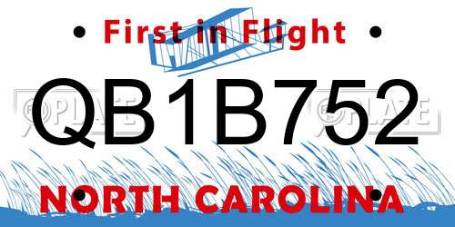 QB1B752 North Carolina License Plate
