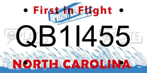 QB1I455 North Carolina License Plate