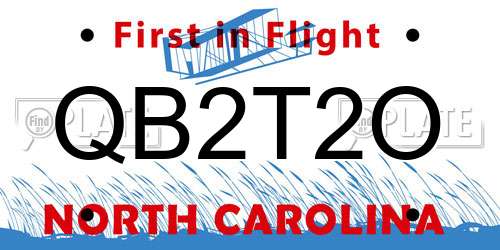 QB2T2O North Carolina License Plate