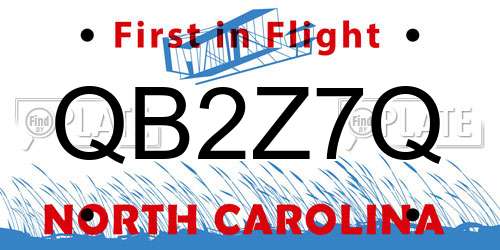 QB2Z7Q North Carolina License Plate