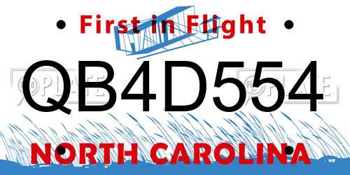 QB4D554 North Carolina License Plate