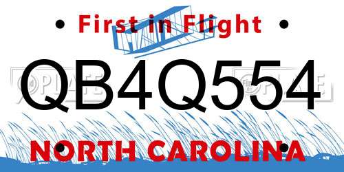 QB4Q554 North Carolina License Plate