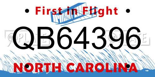 QB64396 North Carolina License Plate