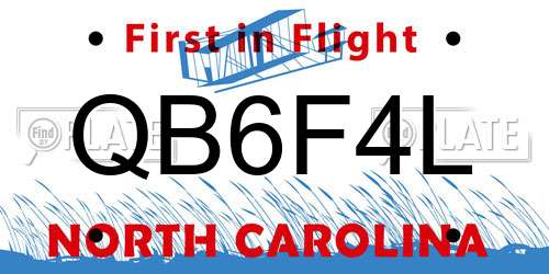QB6F4L North Carolina License Plate