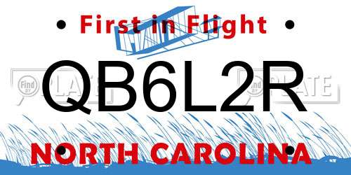 QB6L2R North Carolina License Plate