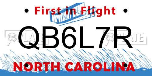 QB6L7R North Carolina License Plate