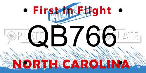 QB766 North Carolina License Plate