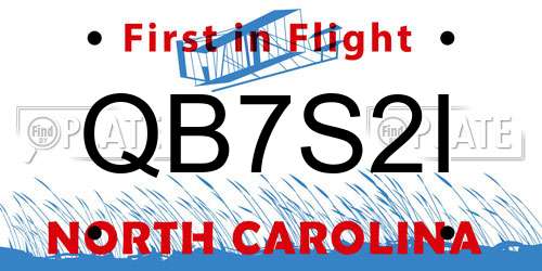 QB7S2I North Carolina License Plate