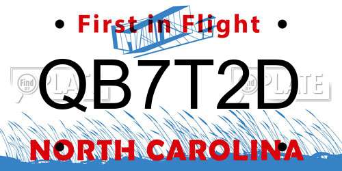 QB7T2D North Carolina License Plate