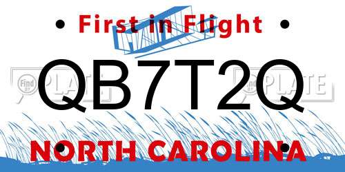 QB7T2Q North Carolina License Plate