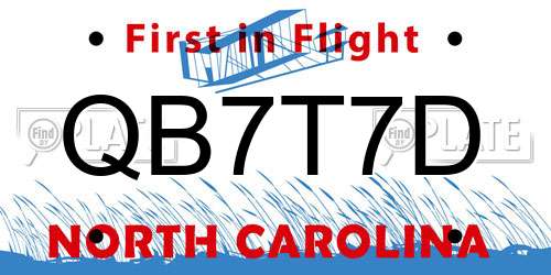 QB7T7D North Carolina License Plate