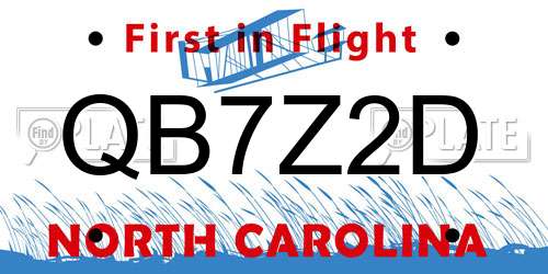 QB7Z2D North Carolina License Plate