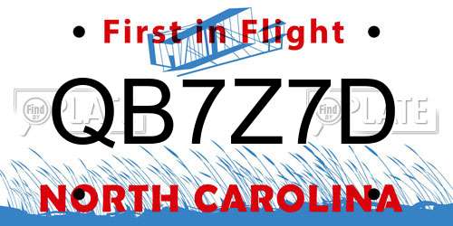 QB7Z7D North Carolina License Plate