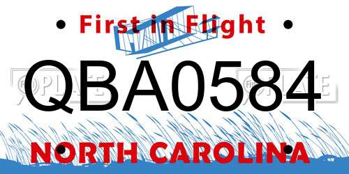 QBA0584 North Carolina License Plate