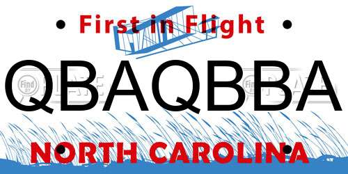 QBAQBBA North Carolina License Plate