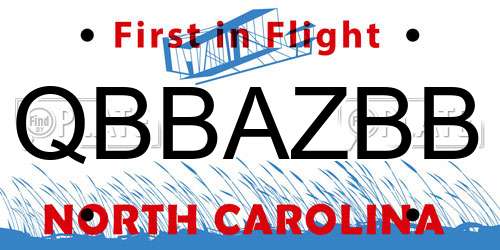 QBBAZBB North Carolina License Plate