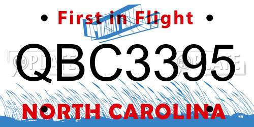 QBC3395 North Carolina License Plate