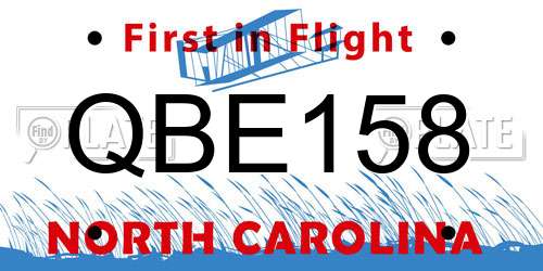 QBE158 North Carolina License Plate