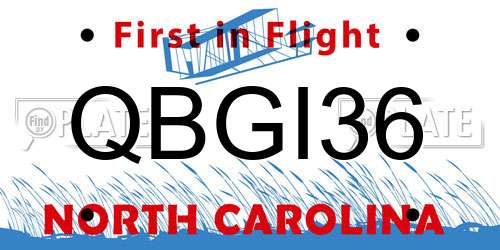 QBGI36 North Carolina License Plate