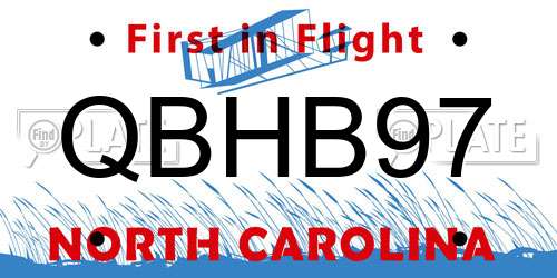 QBHB97 North Carolina License Plate